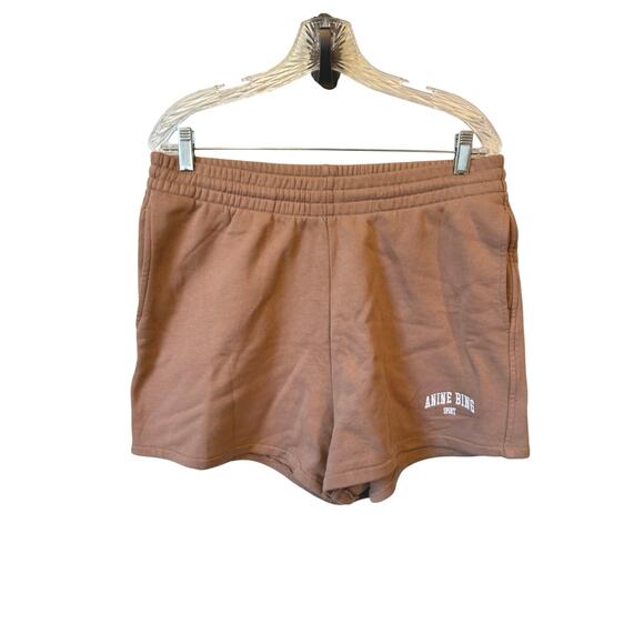 ANINE BING Sport Brown Evan Shorts EUC Sz Large $99 MSRP Loungewear 100% Cotton - Picture 2 of 7